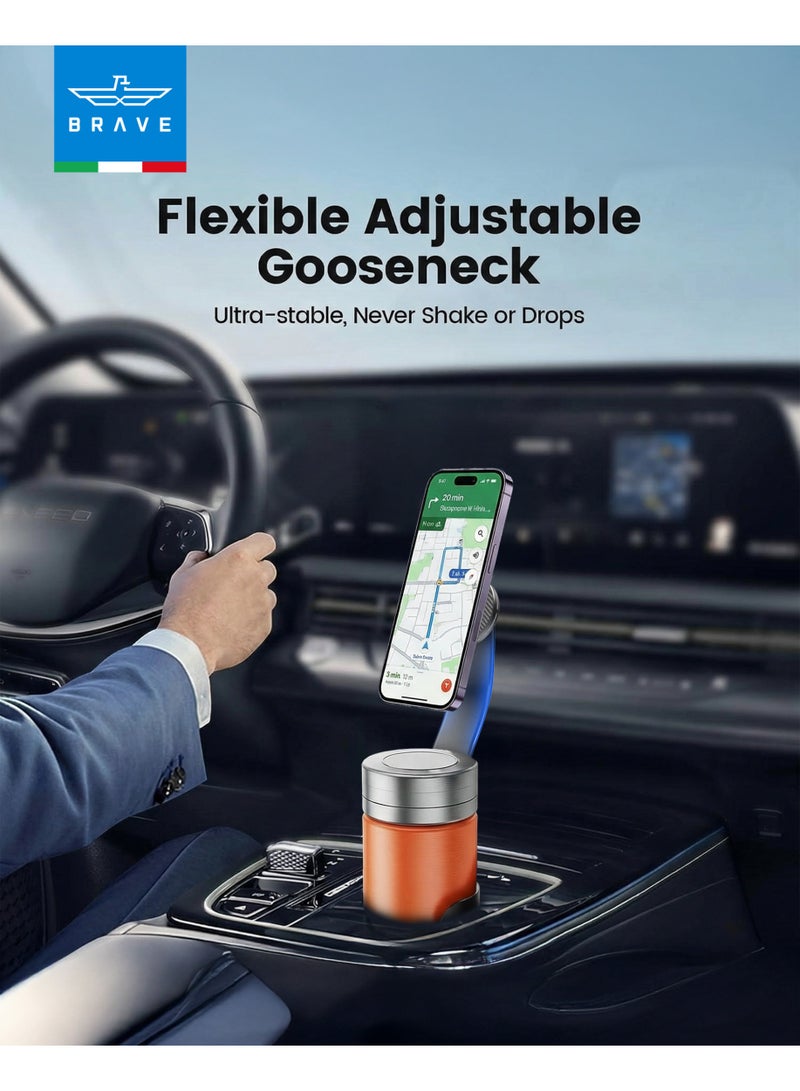 Brave Car Cup Holder Phone Mount with MagSafe Magnetic Mount, Adjustable 360° Gooseneck Arm – Universal Expandable Cup Holder Base Mobile Holder for Cars, SUV, Sedan & Trucks – Strong Grip Stable Base – Compatible with iPhone 17 / 17 Pro / 17 Pro Max / iPhone Air / 16 / 15 / 14 / 13 / 12 Series, Samsung Galaxy S25 / S24 / S23 / S22 Ultra, Android Devices & MagSafe Cases – Black - Image 2